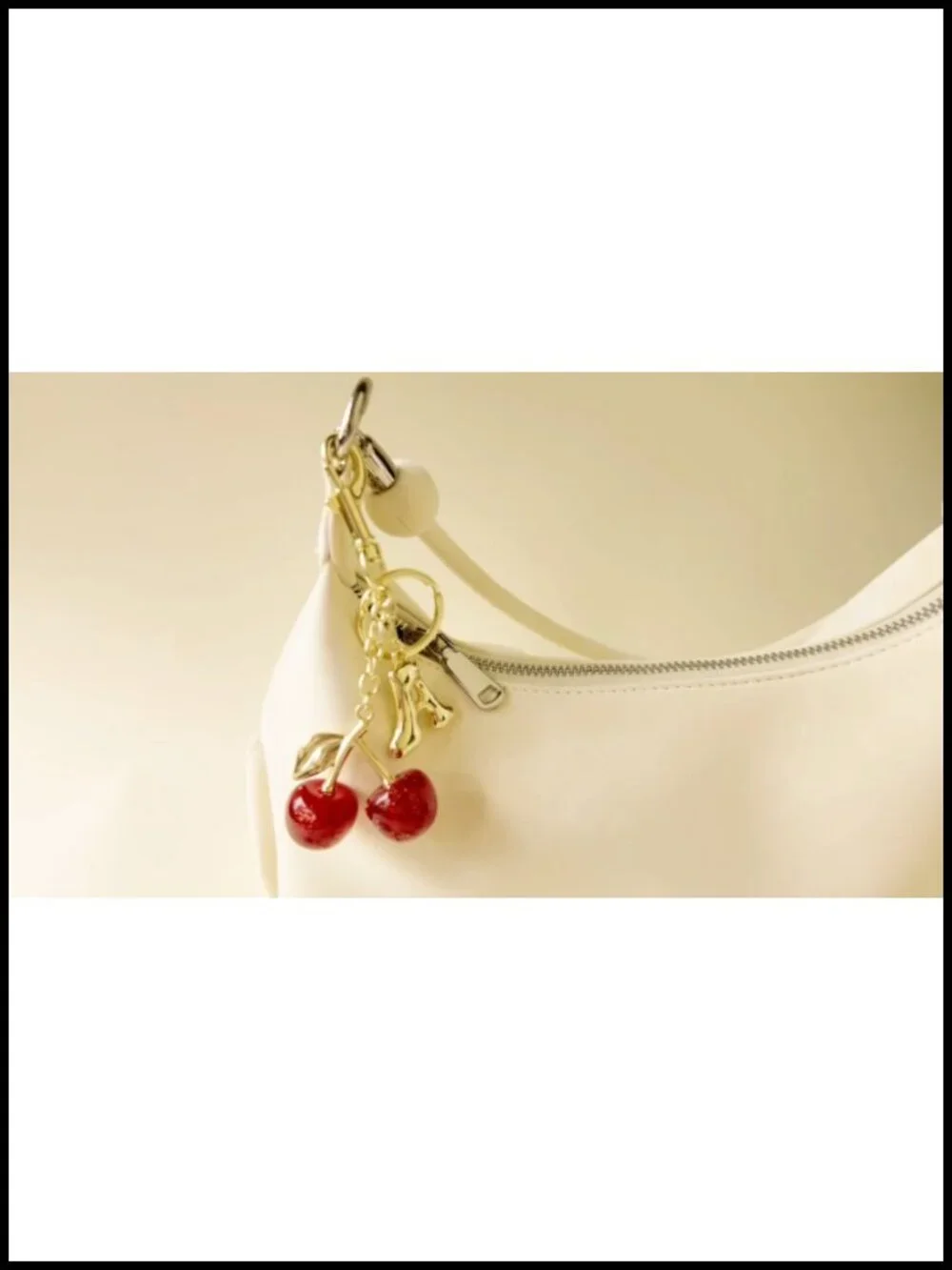 Cherry Letter Bag Charm Metal Lobster Clasp Purse Keychain Accessory